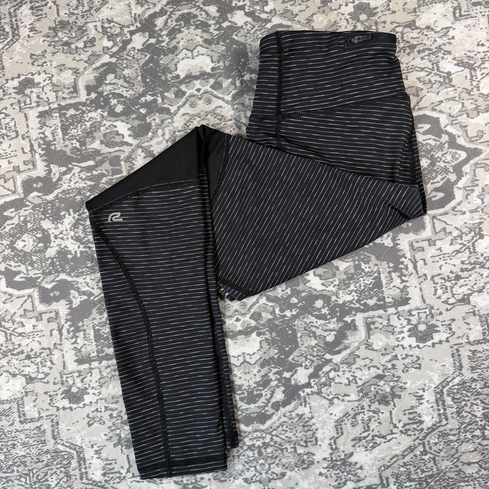 ROADRUNNER SPORTS Womens Black Athletic Leggings Mesh Panel Size XS